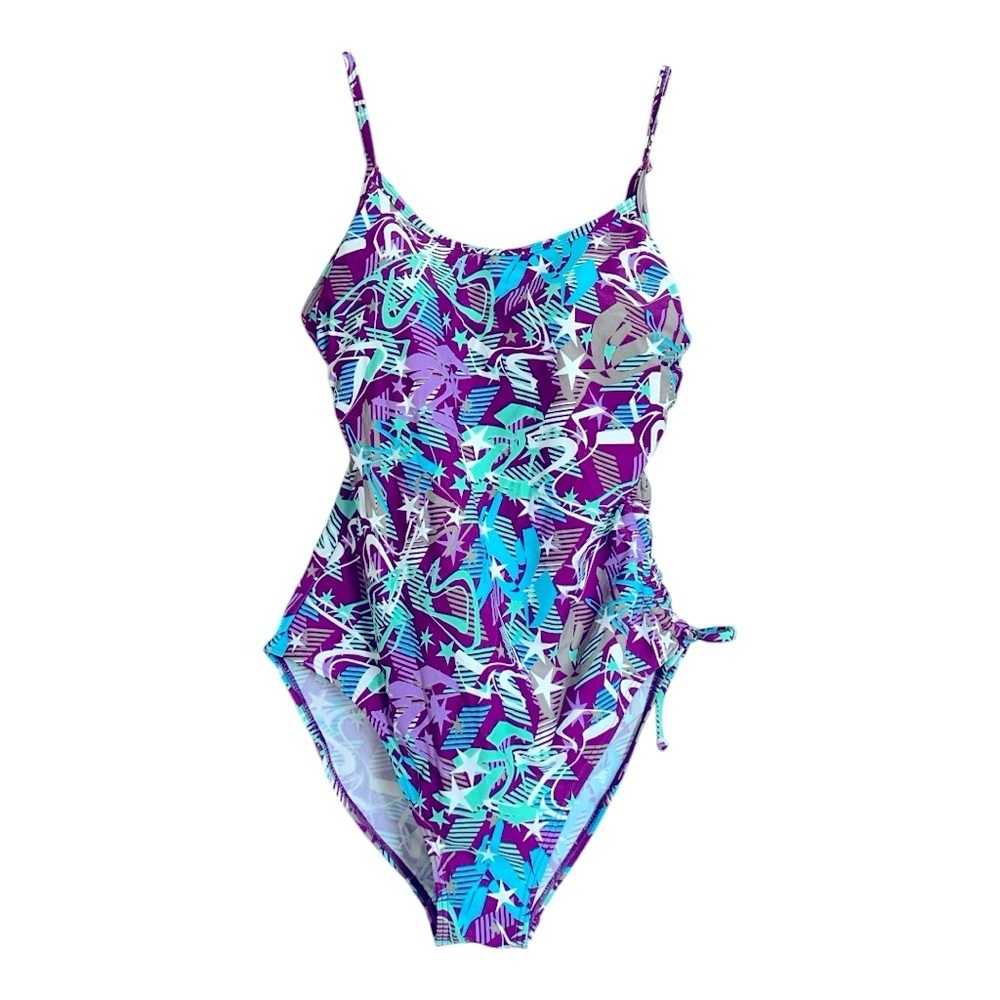 On the Beach Women’s Purple and Blue Floral Swimsuit, Sz 14
